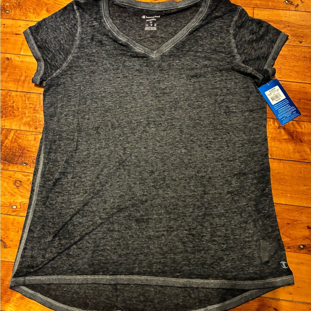 Champion Women's Washed Black Short Sleeve Tee- XL